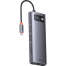 Baseus Metal Gleam Series 9-in-1 Multifunctional Type-C HUB Docking Station Gray （Type-C to HDMI*2 USB3.0*2 USB2.0*1 PD*1 SD/TF*1 RJ45*1(WKWG060013) image