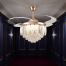 Breezelux Alpha 48 Inch Crystal Retractable Luxury Decorative Silent Underlight Invisible Blade Chandelier With Remote Ceiling Fan (Rose Gold) image