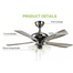 Breezelux Alpha 52 Inch Artistically Crafted Traditional Design Under Light Remote Ceiling Fan (Chrome) image
