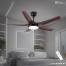 Breezelux Alpha 54 Inch Modern Decorative Silent ABS Blade Underlight With Remote Ceiling Fan (Dark Wood) image
