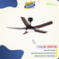 Breezelux Alpha 54 Inch Modern Decorative Silent ABS Blade Underlight With Remote Ceiling Fan (Dark Wood) image