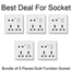 Bundle of 5 Pcs 5 Pin Multi Function Universal Wall Gang Socket - Gang Universal Socket image