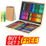 Buy 251 Pcs Wooden Art Tools Painting Set Get Drawing Pad And Two Highlighter Free image