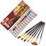 Camel Artists Acrylic Colour 20 ml Tube, 12 Shades And Artists Paint Brush Set, 7 Pcs image