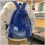Casual Contrast Color Canvas Backpack - Blue image