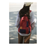 Casual Contrast Color Canvas Backpack - Red image