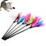 Cats Feather Stick Teaser with Bell Playing Wand Plastic Rod Training Funny Toy for Pet Kitten image