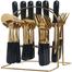 Cherry Box Spoon Fork And Knife Set - Cutlery Set with Stand - Gold Plated Stainless Steel - 24 Pcs image