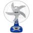 Click Rechargeable Table Fan 12 Inch Blue USB Charger image