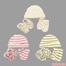 Cotton Newly Born Baby Mitten Cap And Booties Set Multicolor image