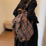 Cozy Vintage Plaid Leather Convertible Backpack-Shoulder Bag image
