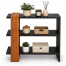 Creative Furniture Wooden Decorative Storage Shelf Black And Natural Wood Finish image