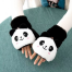 Cute Panda Plush Thick Half Finger Hand gloves image