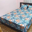 Double Size Flat Cotton Multicolor (Ash And White Floral Print) Bed Sheet Set image