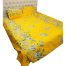 Double Size Flat Cotton Multicolor Ash And White Floral Print Bed Sheet Set - Two Pillow Covers Included image