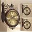 Double-sided Wall Clock European-style Iron Wall Clock Retro Double-sided Wall Clock Ornaments Suitable For Study Office Bedroom Living Room 2021/7/12(Size:large) image