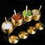 Elegant Dining Table Gold Finish Jar Set For Pickles Chutneys And Spices 4 Pcs image