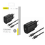 FONENG EU51 PD 25W GaN USB-C Wall Charger With Type-C Cable Black image