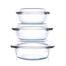 Femora Borosilicate Round Glass Vegetable Serving Microwave Safe Casserole Pack of 3 Serve Casserole Set image