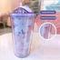 Flower Printed Ice Cup Water Bottle With Straw image