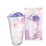 Flower Printed Ice Cup Water Bottle With Straw image