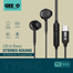 GEEOO TC555 Type-C Half In-Ear Wired Earphone Black image
