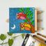 Hand-Painted Acrylic Mini Canvas With Wooden Easel 4×4 Inch – Full Moon Night Owl image