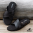 Hazzle Black Premium Leather Sandal Stylish Cross Design image