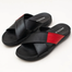 Hazzle Premium Leather Sandal Posh Black And Red Stylish Cross Design image