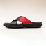 Hazzle Premium Leather Sandal Posh Black And Red Stylish Cross Design image