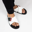 Hazzle Premium Leather Sandal Posh White And Black Stylish Cross Design image
