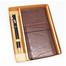 Hearts Leather Gift Set-A Brown (Double Chamber) With Crown Notebook FREE image