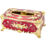Home Rectangular Tissue Paper Box Case Holder Cover Golden White Red, Gold White Red image