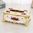 Home Rectangular Tissue Paper Box Case Holder Cover Golden White Red, Gold White Red image