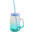 IHW Mason Jar Mug With Straw And Lid Blue image