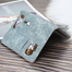 Jeans Style Cat Embroidered Canvas Pattern Large-capacity Wallet image