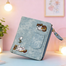 Jeans Style Cat Embroidered Canvas Pattern Large-capacity Wallet image