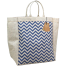 Jute Shopping Bag Natural And Navy Blue 14x17 Inch image