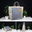 Jute Shopping Bag Natural And Navy Blue 14x17 Inch image