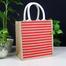 Jute Shopping Bag Natural And Red 10x10x4 Inch image