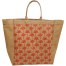Jute Shopping Bag Natural And Red 14x17x8 Inch image