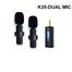 K35 Dual Wireless Microphone 3.5mm Supported for Camera, Sound card, Smartphone image