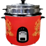 Kiam SFB-5704 Stainless Steel Non-Stick Double Pot Rice Cooker - 2.8 Liter - Silver and Red image