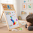 Kids 2 In 1 Wooden Writing Board Easel Black Board And Magnetic White Board Double Sided Revolving Easel Board image