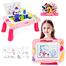 Kids Activity Table Set 2 in 1 Palette Magnetic Drawing Board and Building Brick Table with 150 pcs Blocks image