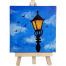 Lamp Post Acrylic Paint – Hand-Painted Mini Canvas with Wooden Easel 4×4 Inchi image