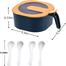 LjLi Set of 4 Seasoning Box with lid and 4 Spoons, Spice Box Four Compartment Container Kitchen Condiment Storage Organizer Jar Spice Pots Shaker with handle for Pepper, Salt, Sugar, Cruet, Blue image