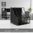 Mesh Magazine Holder 4 Slots File Rack Tray -Black image
