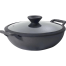 Meyer Pre Seasoned Cast Iron 30cm Kadai/Wok With Glass Lid image