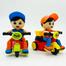 Mini Cartoon Inertia Tricycle Delivery Boy Model Toy Car Slide Swing Bicycle image